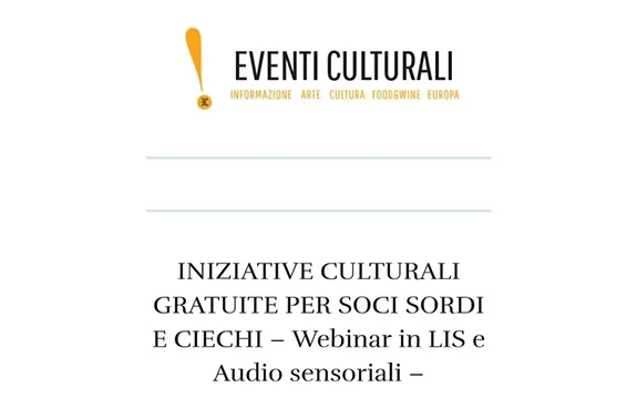 Eventi Culturali Magazine 31/03/2020